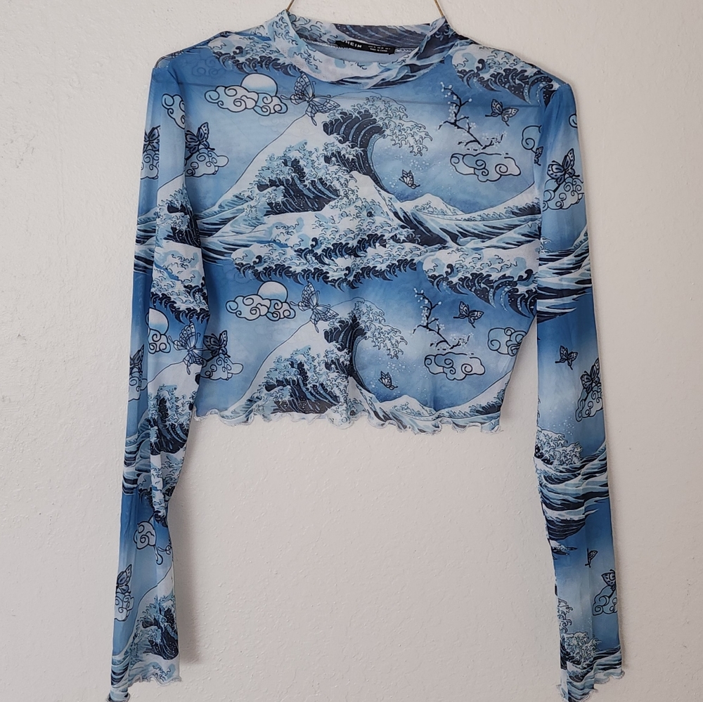 Mesh Japanese Wave Art Top